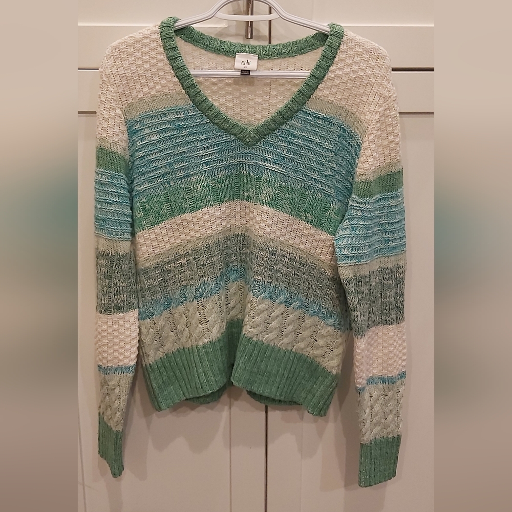 CAbi mix stitch v-neck sweater